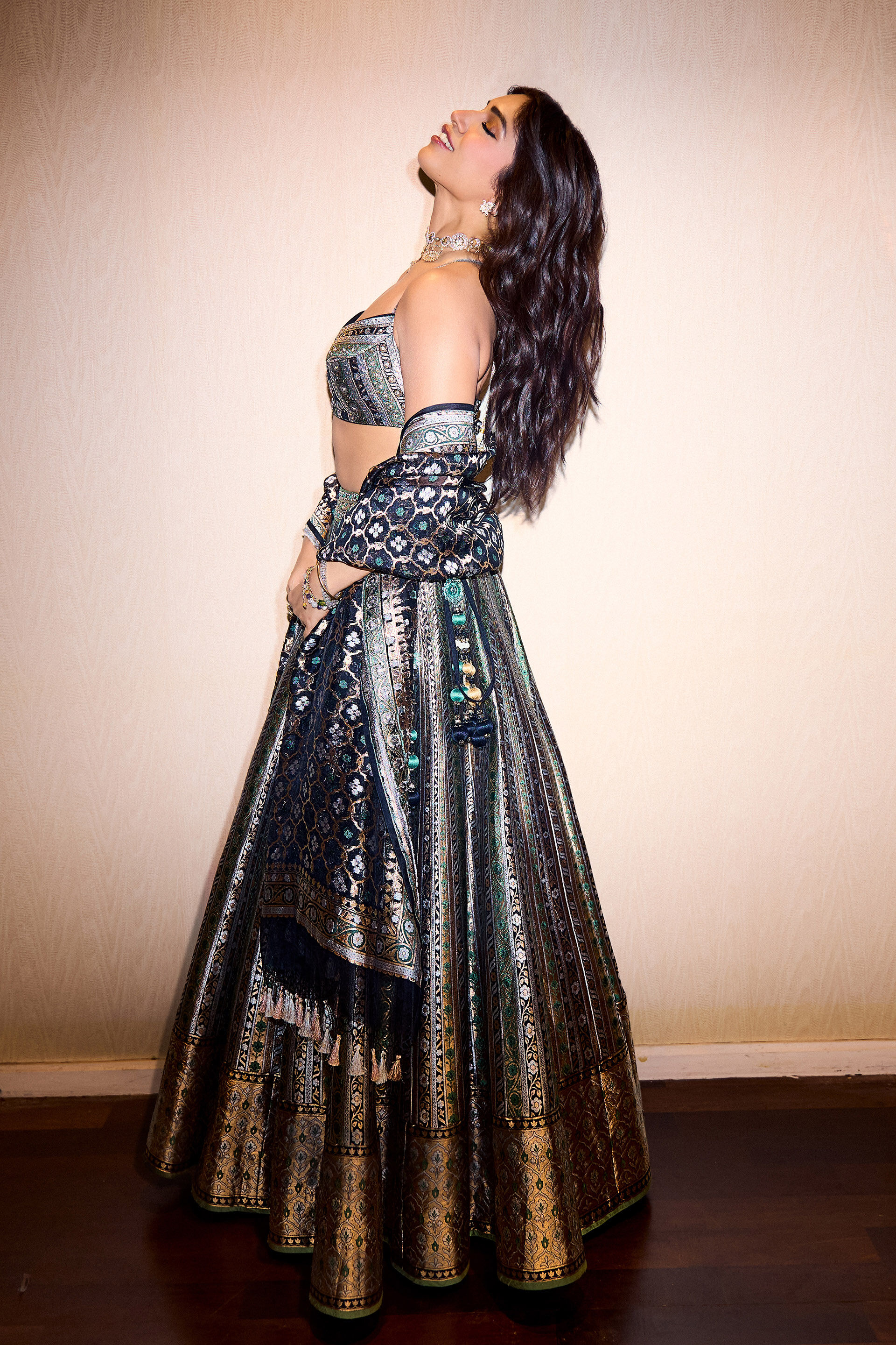 Alahna Handwoven Benarasi Silk Lehenga Set - Black